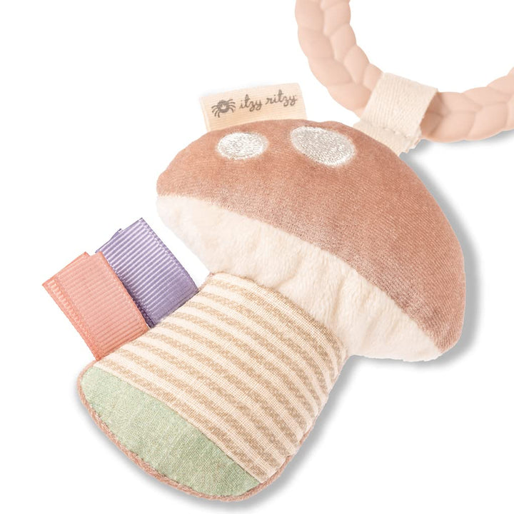 Teething Activity Toy - Bitzy Busy Ring Features Braided Teething Ring and Dangling Toys; Includes Teether, Textured Ribbons, Crinkle Sound & Jingle Bell, Bunny RNG8497