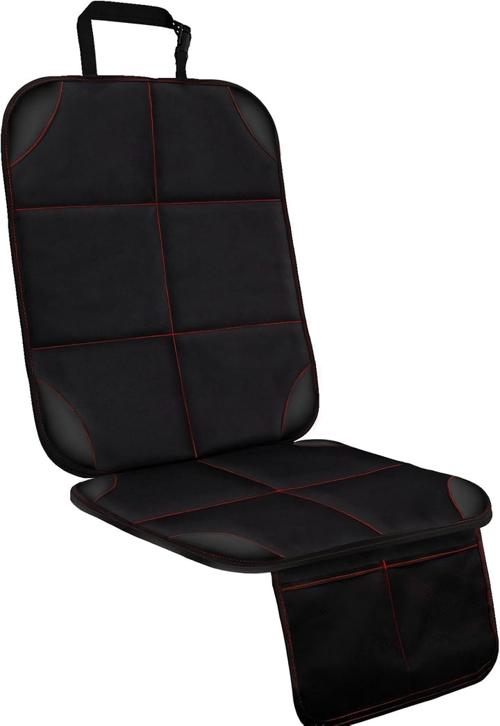 Car Seat Protector, 2Pack Seat Protector Protect Child Seats with Thickest Padding and Non-Slip Backing Mesh Pockets for Baby and Pet,Sedan SUV Truck (Black)