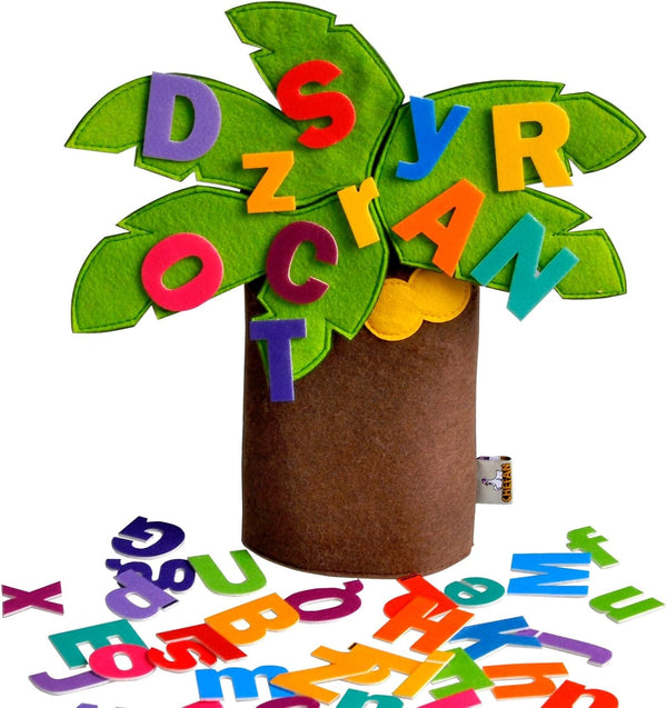 Felt Letter Tree Freestanding Coconut Tree Alphabet Game Set Props from the Childhood Favorite Book for Early Education