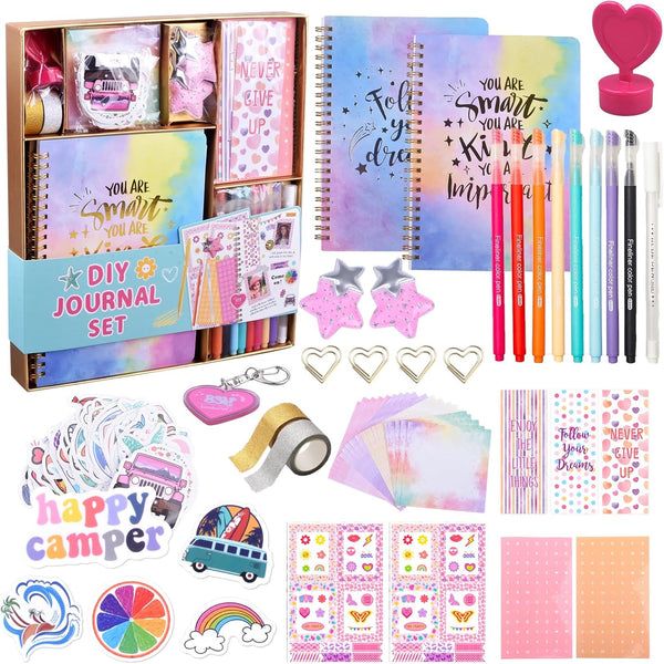 DIY Journal Kit for Girls - Great Gift for Teen Girls Ages 8-12, Cute Journaling Art Crafts Kit, Scrapbook & Diary Supplies Set, Birthday Easter Ideas Gifts for 8 9 10 11 12 13 14 Year Old Girl
