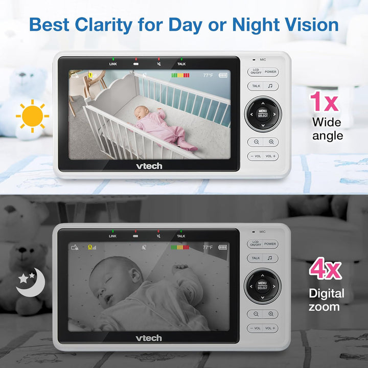 Upgraded Smart Wifi Baby Monitor, 1080P FHD Camera and 5" HD IPS Display, Free App with Motion Video, Sound/Motion Detection and Notifications, Fully Remote Pan-Tilt-Zoom: VM901