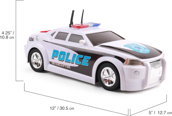 Rescue Force 12" Police Cruiser Toy: Realistic Lights & Sound Effects, Free Wheeling Play & Batteries Included - Ages 3+