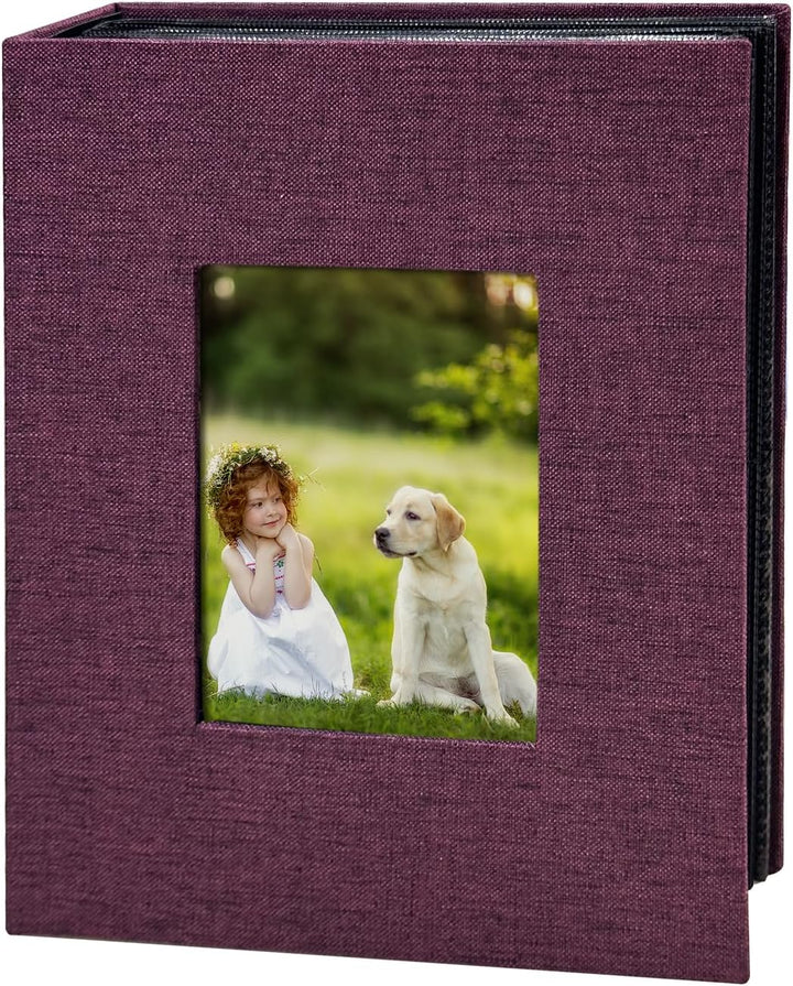 Photo Album 4X6 100 Pockets, Linen Cover Top Loader Vertical, Slip-In Picture Grey Pockets Albums for Wedding, Family, Anniversary, Baby, Vacation