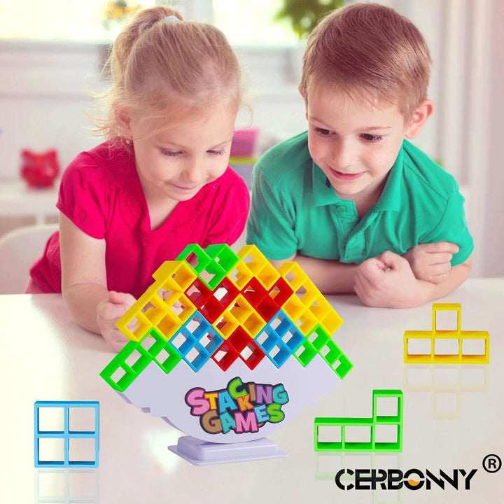 48Pcs Tetra Tower Stacking Blocks Game, Board Games for Families, Parties, Travel and Team Building, Suitable for 1-4 Players Kids & Adults Toys