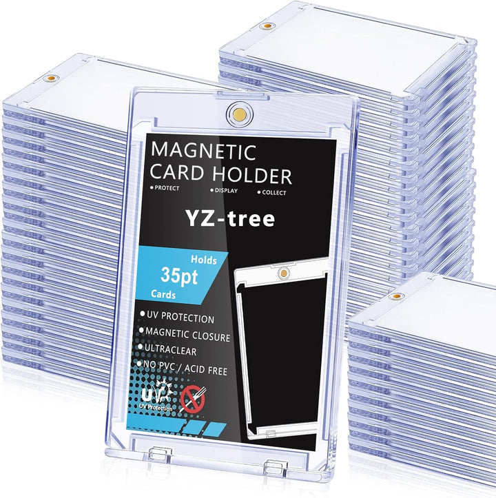 25 PCS Magnetic Card Holders: 35 Pt Magnetic Card Case for Trading Cards,One Touch Card Holder, U-V Protection Hard Plastic Card Protectors for Sports, Baseball, Game, Standard Cards Display