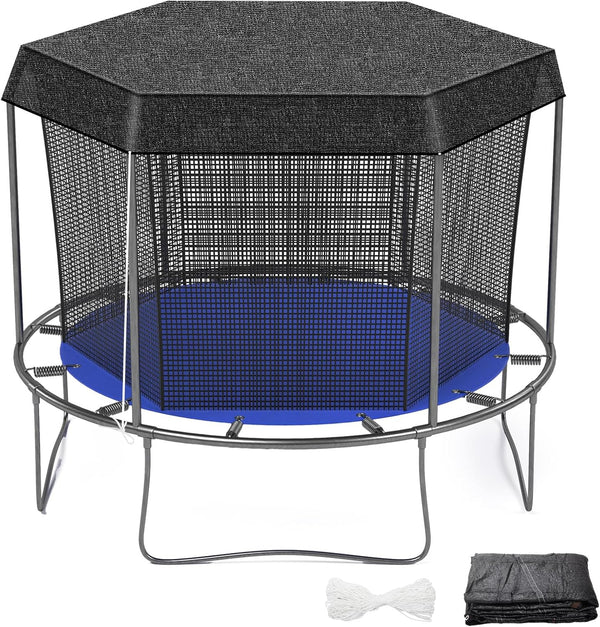Trampoline Shade Cover Black Sunshade Tent Top Cover for 8Ft 10Ft 12Ft round Trampoline, Easy to Install for Backyard Playground, Tent Only