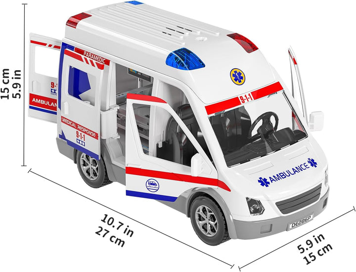 Ambulance Toy for Kids 3 4 5 6 7 8 Years Old Friction Powered Truck with Light and Sound Emergency Vehicle Toy for Boys Girls Gifts for Age 3-12 Boys Girls