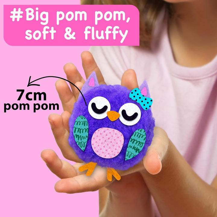 Kids Crafts Ages 4-8 – 10 Plush Pom Pom Animal All-In-One DIY Craft Set – Felt Stickers, Educational & Creative Gift for Girls & Boys