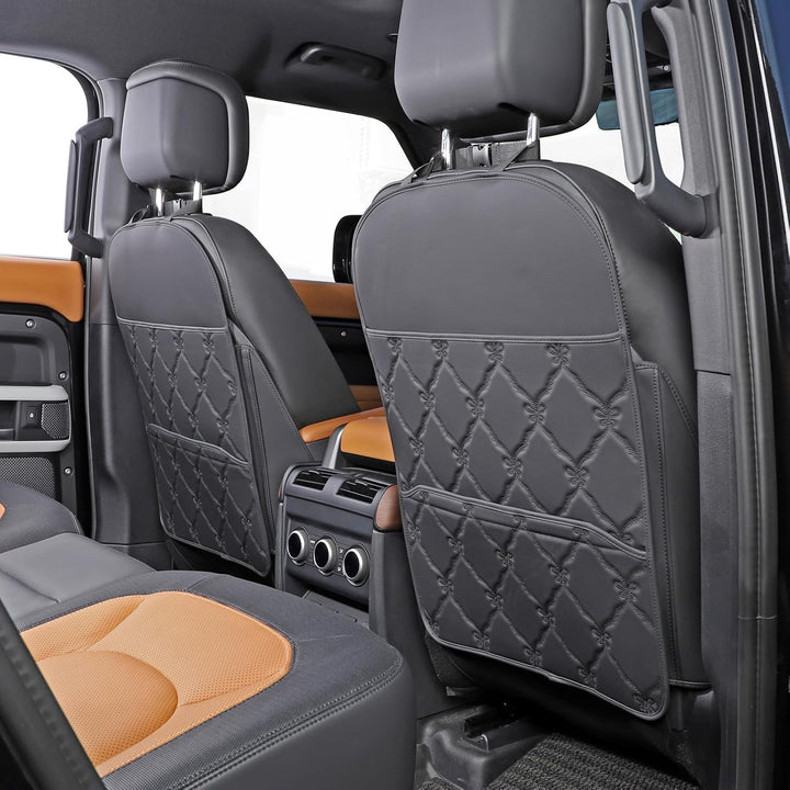 Seat Back Protector + Large Capacity Pocket Storage Organizer,Preventing the Impact of Children Stepping on the Seat Backrest (Style A-Black)