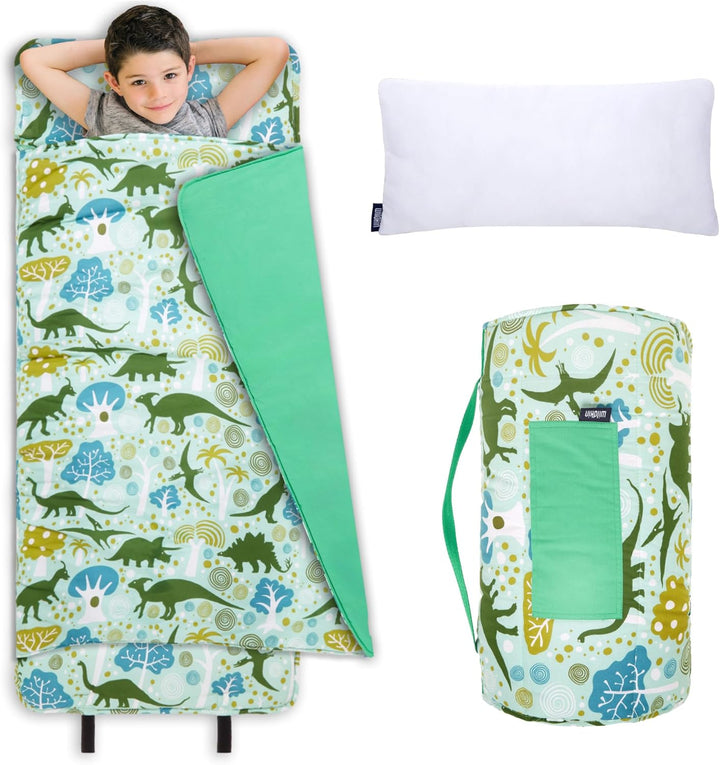 Kids Original Nap Mat – Cozy Kids Sleep Mat with Pillow, Ideal for School & Travel - Trains, Planes, and Trucks