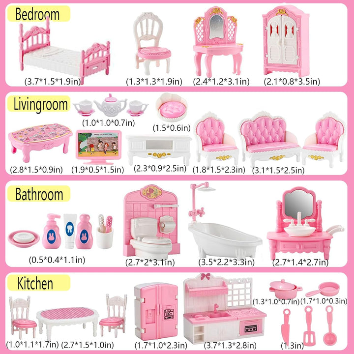 35 Pcs Dollhouse Furniture Accessories Set Mini House Furniture Small Dollhouse Miniature Furniture Play House Accessories 1:12 Tiny Kitchen Bedroom Livingroom Bathroom Boy Girl Toddler3Y+ (A Set)