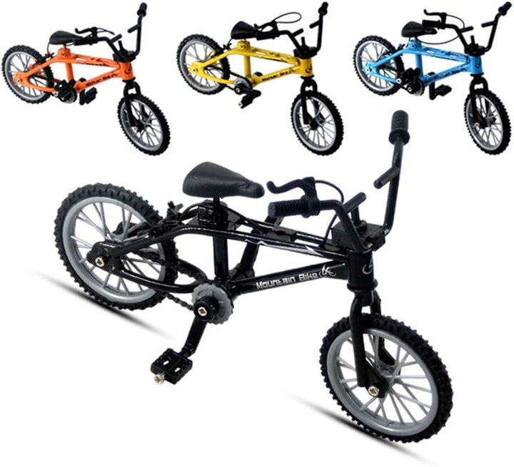 1/18 Diecast Bike Action Figure Toy,Mini Finger Mountain Bike Bicycle Art Crafts Desktop Decor - Black