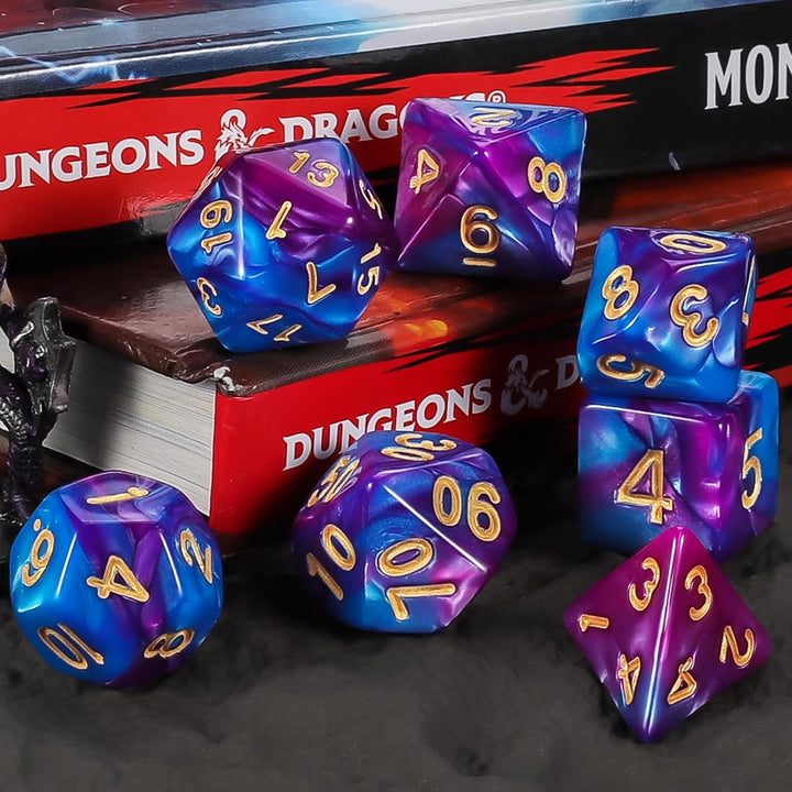 Polyhedral Dice - 8PCS Mystery Dice Set, Various Styles, Random D&D Dice Patterns & Dice Bag, DND Gifts, Suitable for Dungeons and Dragons, RPG, Mtg,Role Playing Table Game