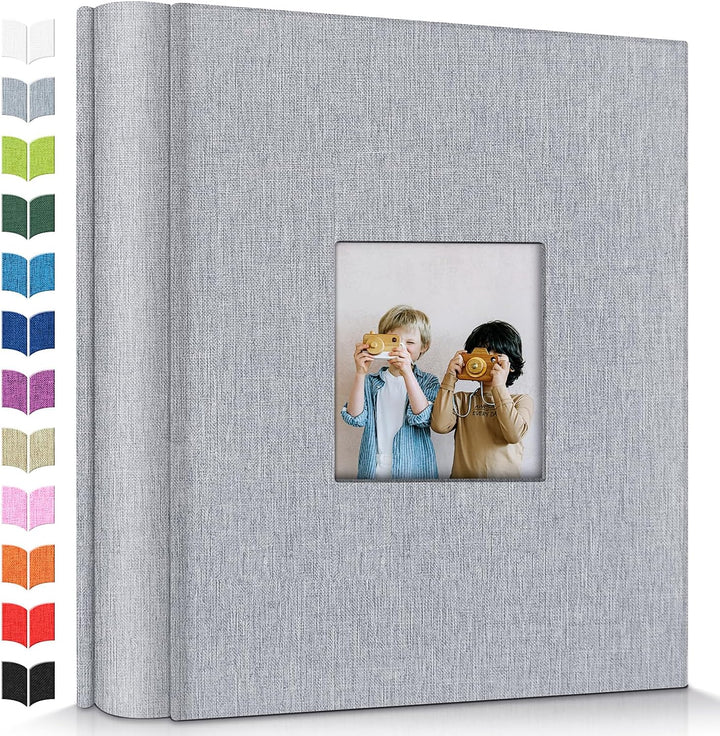 Photo Album 4X6 with 300 Pockets,Slip-In Picture Albums,Linen Cover Memory Book with Front Window,White Page Vertical Photo Book for Wedding,Family,Anniversare,Baby,Vacation