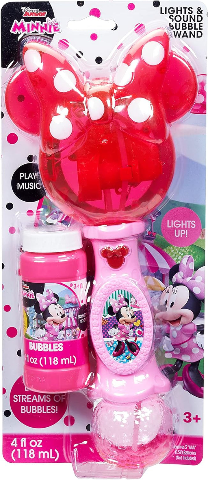 Disney Minnie Mouse Light and Sound Musical Bubble Wand, Includes Bubble Solution, Plastic, Multi (2051)