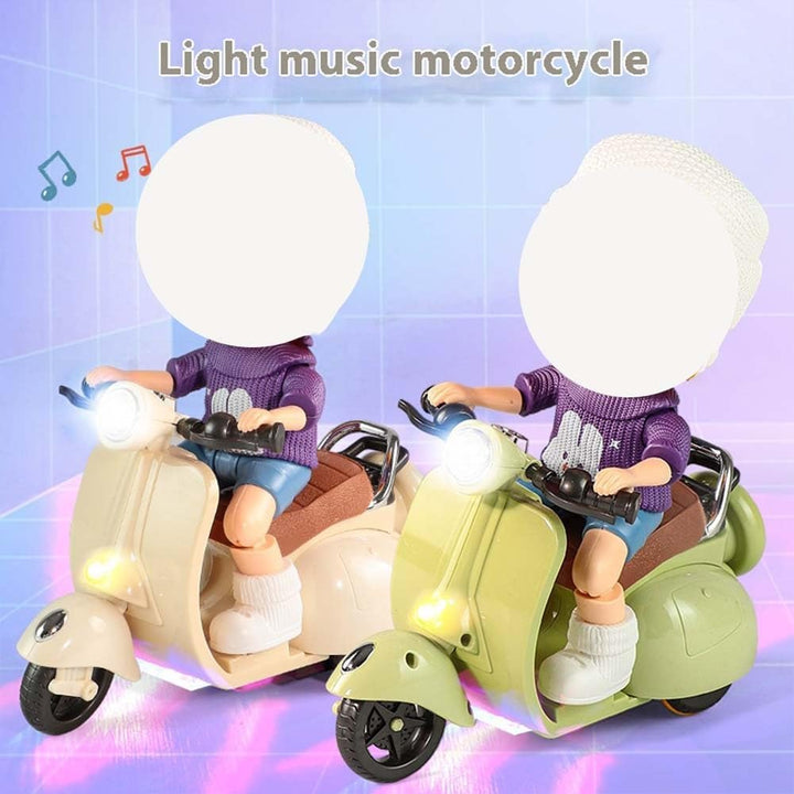 Scooter with Remote for Labubu, Electric Micro Mini Scooter for Labubu Accessories, Funny Plastic Doll Scooter Vehicles, Rotate 360° Interactive Scooter Ornaments Gifts for Lbubu Fans(Gray,With Batter