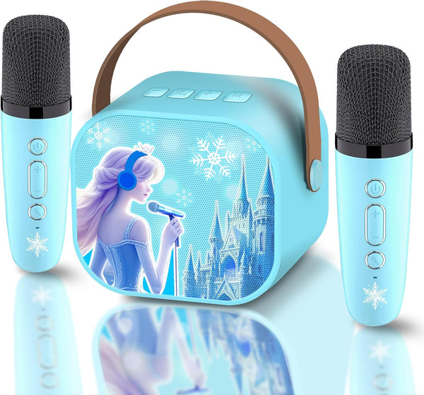 Frozen Toys for Girl Gift Kids Karaoke Machine Toys Princess Toys 3 4 5 6 7 8 9 10 Year Old Girl Birthday Gifts Kids Toys,Mini Karaoke Machine with 2 Wireless Microphones