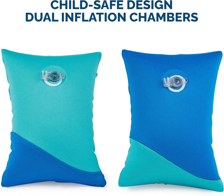 Soft Swimmies Toddler Floaties, Learn-To-Swim Inflatable Pool Floats & Arm Floaties, Swimming Pool Accessories for Kids Aged 3-5, Blue