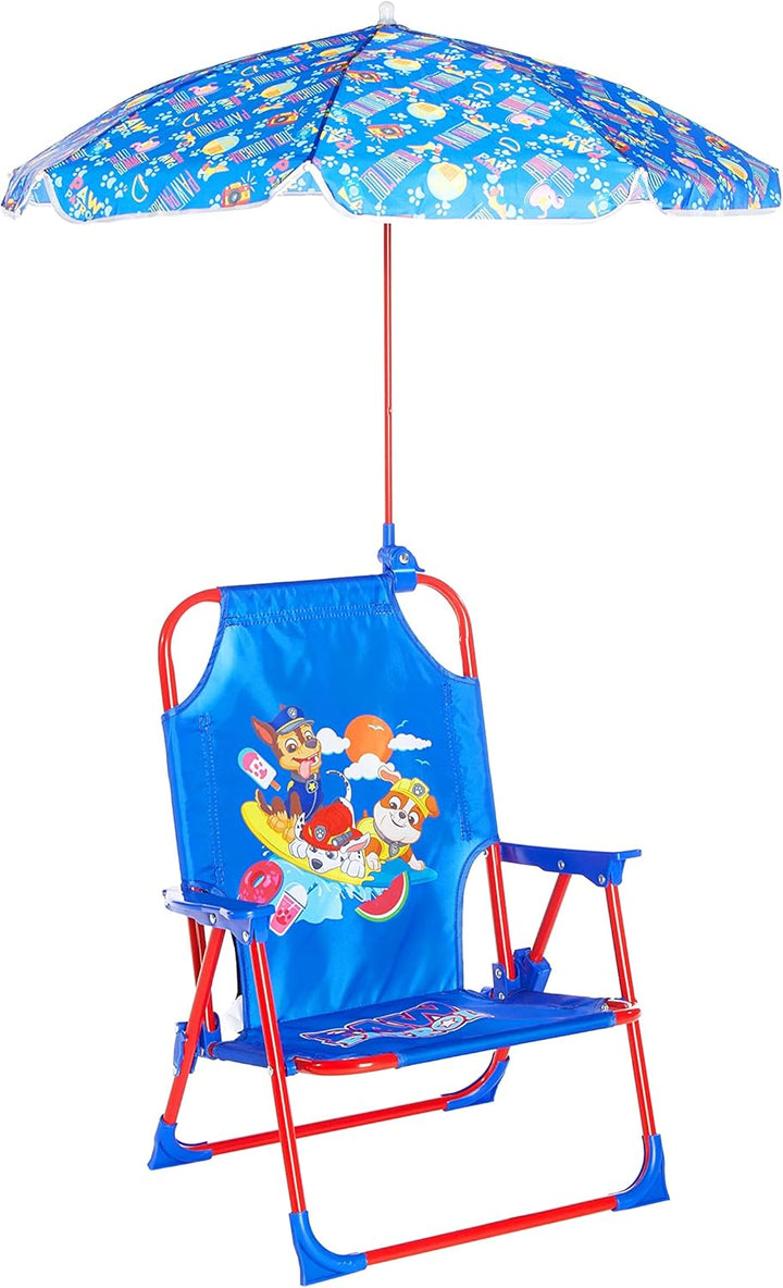 Bluey Kids Outdoor Folding Beach Chair with Umbrella,Portable Camp Chair for Ages 3+, Lightweight & Compact for Beach, Camping, and Backyard