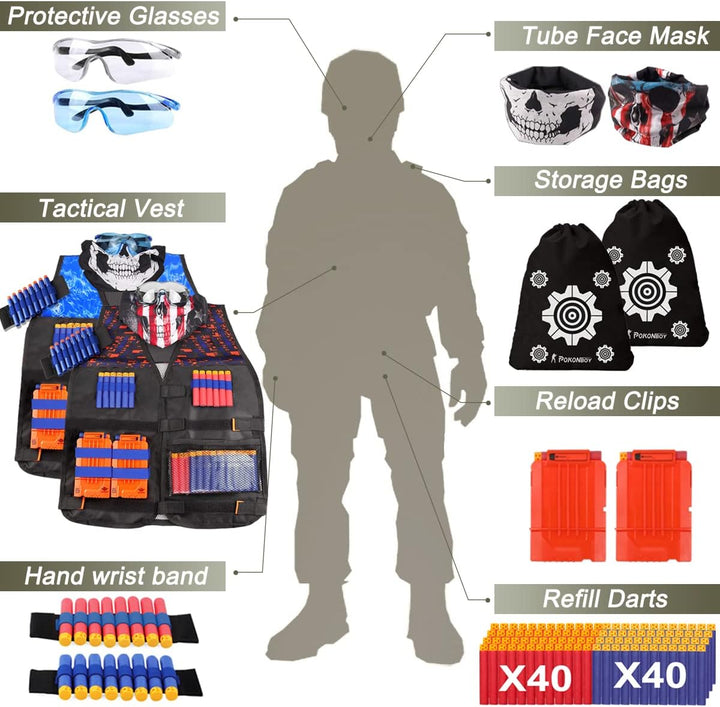 2 Sets Tactical Vest Kits Compatible with Nerf Guns N-Strike Elite Series