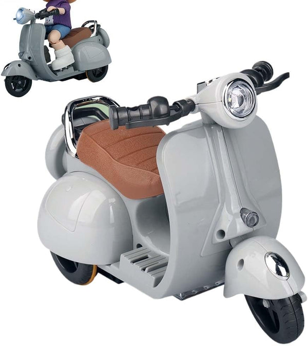 Scooter with Remote for Labubu, Electric Micro Mini Scooter for Labubu Accessories, Funny Plastic Doll Scooter Vehicles, Rotate 360° Interactive Scooter Ornaments Gifts for Lbubu Fans(Gray,With Batter