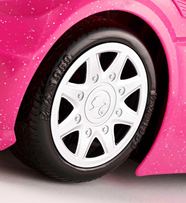 Playset with Sparkly Pink 2-Seater Toy Convertible Car Featuring Glam Details & Fashion Doll in Sundress & Sunglasses