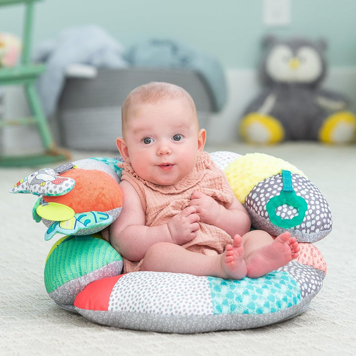 2-In-1 Tummy Time & Seated Support, Baby Floor Seat for Tummy Time & Early Sitting, Soft, Supportive, Engaging Toys, Toucan