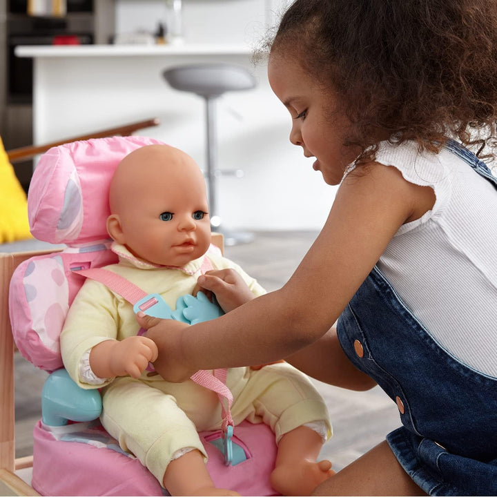 Baby Huggles Toys - Pink Booster Seat - Car Seat for Dolls with Adjustable Headrest & Buckles - Fits Dolls Sizes up to 14" - Suitable for Preschool Toys - Playset for Children Aged 3+