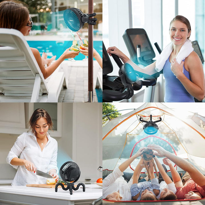Portable Stroller Fan, Use as Power Bank, 65H 12000Mah Battery Operated Fan Flexible Tripod Baby Car Seat Fans with Timming, Personal Mini Handheld/Desk/Small Clip on Fans for Stroller