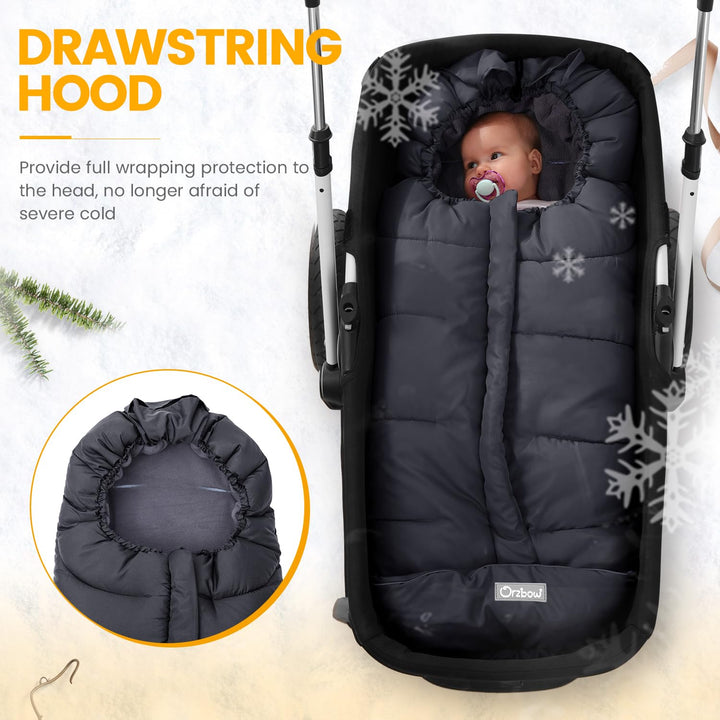 Universal Footmuff for Stroller, Winter Warm Baby Stroller Bunting Bag, Waterproof Windproof Warm Polar Fleece Lined for Toddler Stroller Sleeping Bag, Black