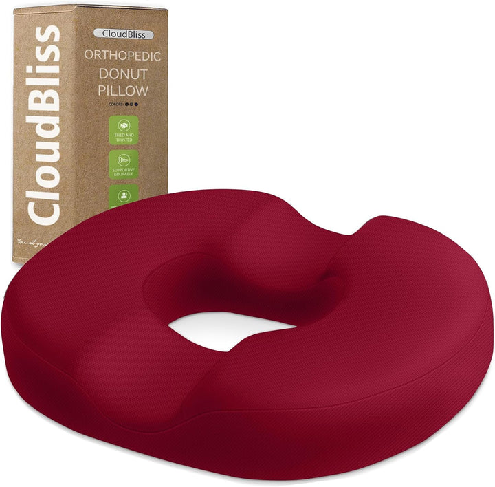 Donut Pillow Seat Cushion Chair Pad for Tailbone Pain Relief and Hemorrhoids, Memory Foam Seat Chair Cushion for Postpartum Pregnancy, Seat Cushions for Men and Women for Home & Office, (Black)