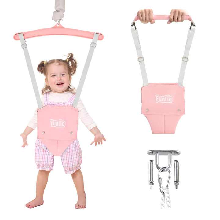 Baby Jumper with a Ceiling Hook for 6-24 Months, Baby Door Jumper for Indoor/Outdoor Play, Infant Jumper Doorway with Adjustable Chain, Easy to Assemble & Store (With a Ceiling Hook)