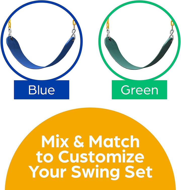 Swings for Outdoor Swing Set - Pack of 2 Swing Seat Replacement Kits with Heavy Duty Chains - Backyard Swingset Playground Accessories for Kids (Green)