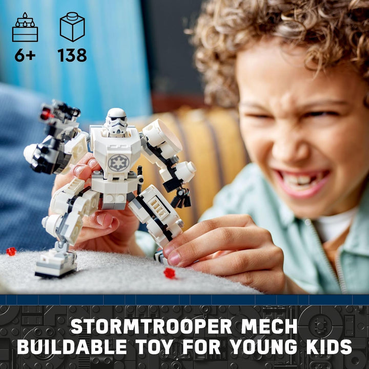 Star Wars Stormtrooper Mech 75370 Star Wars Collectible for Kids, This Buildable Star Wars Action Figure Features a Cockpit, Buildable Blaster and Iconic Imperial Stormtrooper Minifigure