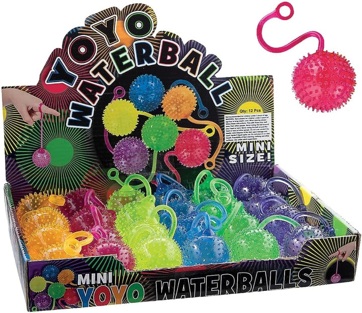 Mini Neon Water Yoyo Balls (Bulk Set of 24) - Novelty Party Toys and Favors