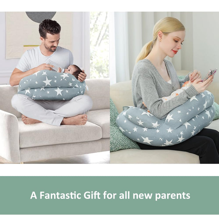 Nursing Pillow for Breastfeeding, Adjustable Nursing Pillow Breast Feeding Pillow Bottle Feeding More Support for Mom and Baby, Breastfeeding Essentials for Newborn,Removable Cover