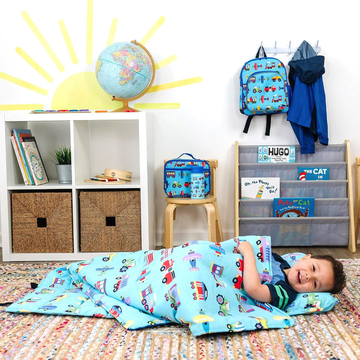 Kids Original Nap Mat – Cozy Kids Sleep Mat with Pillow, Ideal for School & Travel - Trains, Planes, and Trucks