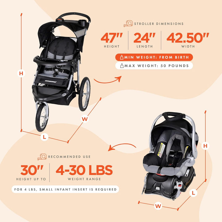 Expedition® Jogger Travel System with EZ Flex-Loc® Infant Car Seat, Millenium White
