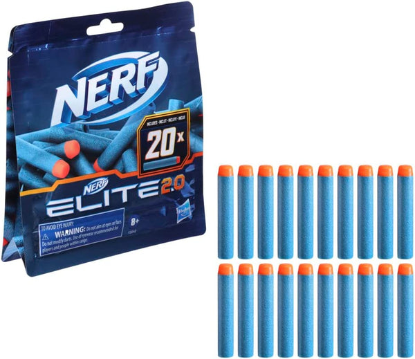 Elite 2.0 20-Dart Refill Pack, 20 Official  Elite 2.0 Foam Darts, Compatible with All  Blasters That Use Elite Darts, Kids Stocking Stuffers