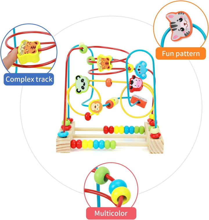 Bead Maze Toy for Toddlers Wooden Bead Toys Colorful Roller Coaster Preschool Educational Toys for Kids Classic Birthdday Gift for Toddlers Baby Infant Boys Girls…
