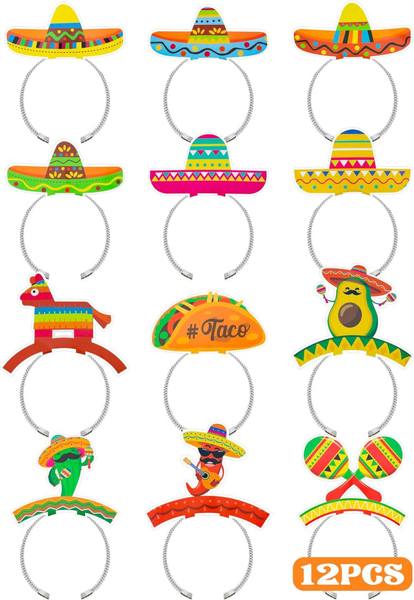 Sombrero Party Hats, Mexican Sombrero Headbands, Colorful Cardboard Cinco De Mayo Headbands, Fiesta Sombrero Headbands