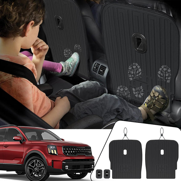 Kick Mats Backrest Mats for 2020-2024 2025 Kia Telluride 7 Passenger Captain Chairs Car Mats Accessories, All Weather TPE Interior Protector(2Nd Row Kick Mats)