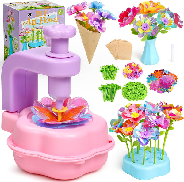 Fabric Bouquet Toys Include Extra Accessories Set, Arts and Crafts for Kids Ages 3-12, DIY Flower Craft Kits for Toddler, Birthday Gifts for 3 4 5 6 7 8 9 10+ Year Old Girls