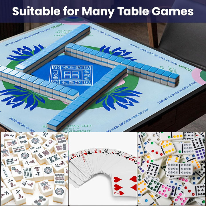 Mahjong Mat,32.2X32.2 Inch Non-Slip and Noise Reduction Mah Jong Table Mat with Carrying Bag for Mahjong, Poker, Board Games, Dominoes Green