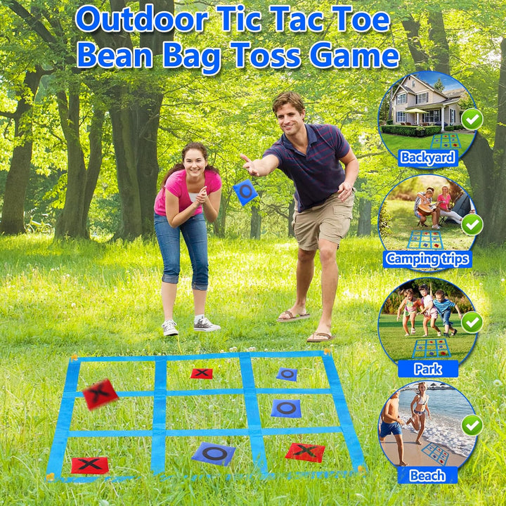 Outdoor Giant Tic Tac Toe Bean Bag Toss Games for Kids Adults Family, Large outside Lawn Yard Backyard Carnival Field Day Game, Beach Picnic Camping Birthday Party Family Reunion Games
