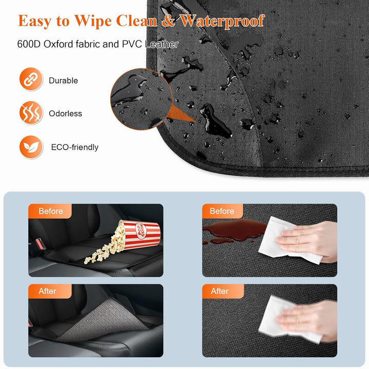 Car Seat Protector, Carseat Seat Protectors with Thick Padding and Upgraded Non-Slip Backing, Waterproof Seat Protector under Baby Car Seat, 600D Fabric Car Seat Covers with Storage Pockets for Baby