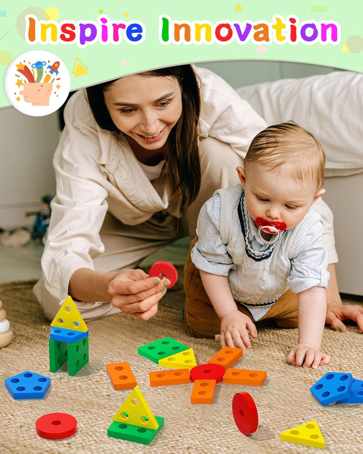 Montessori Toys for 1 2 3 Years Old Boys Girls Birthday Gifts, Wooden Sensory Toys for Ages 2-4 Kids Baby, Toddler Learning Toy Activities Puzzles Ages 1-3