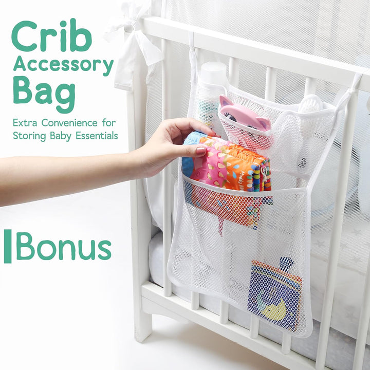 Baby Crib Tent to Keep Baby from Climbing Out – Breathable Cotton Mesh – Locking Zippers – Pop-Up Crib Canopy Net – Safe Anti-Climb Crib Cover –  Crib Tent – Fits Standard 52” Cribs