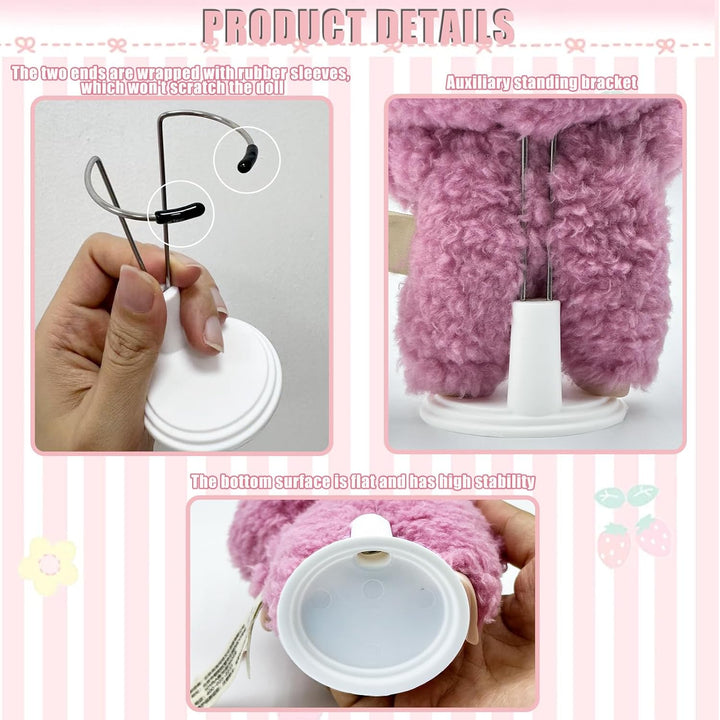 Adjustable Doll Stand for Labu,Display Holder Support for 4-8 Inches Dolls,Keep the Standing Position (White, 6 Pack)(Doll Not Include)