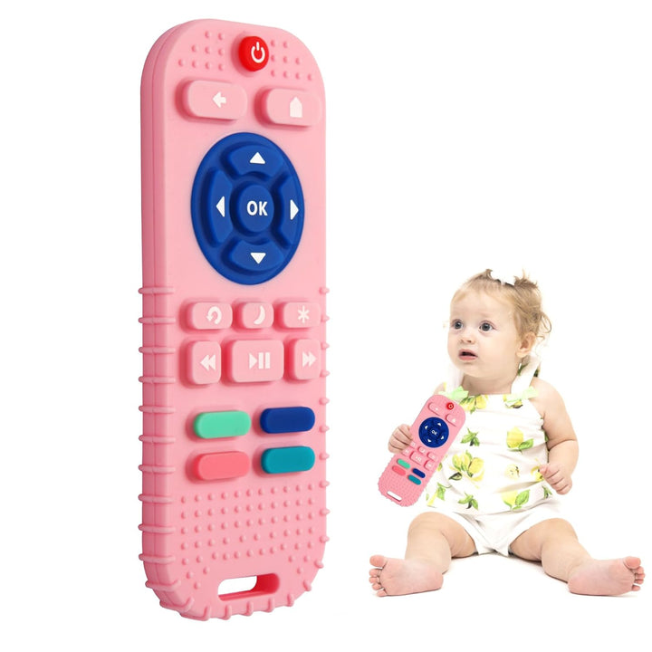 2 Pack Silicone Teething Toys for Babies 0-6 Months, Teethers for Babies 6-12 Months, Remote Teether for Baby, Sensory Toys for Babies, Baby Chew Toys